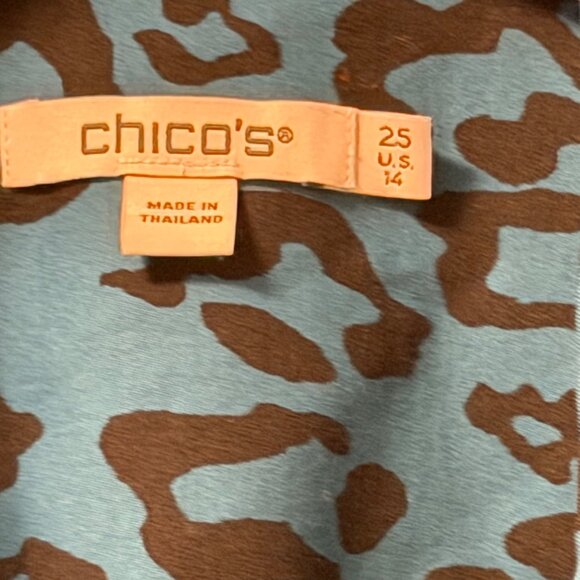 Chicos Teal & Black Leopard Print Button-Up Shirt Size 14 women shirt - Picture 2 of 12